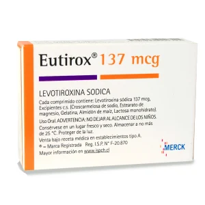 Eutirox 137 Levotiroxina 137 mcg 50 Comprimidos