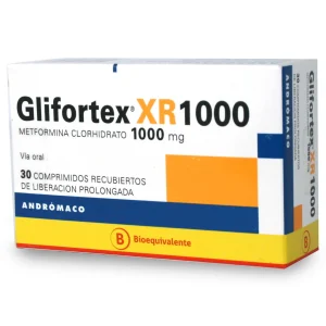 Glifortex XR Metformina 1000 mg 30 Comprimidos Recubiertos de Liberación Prolongada